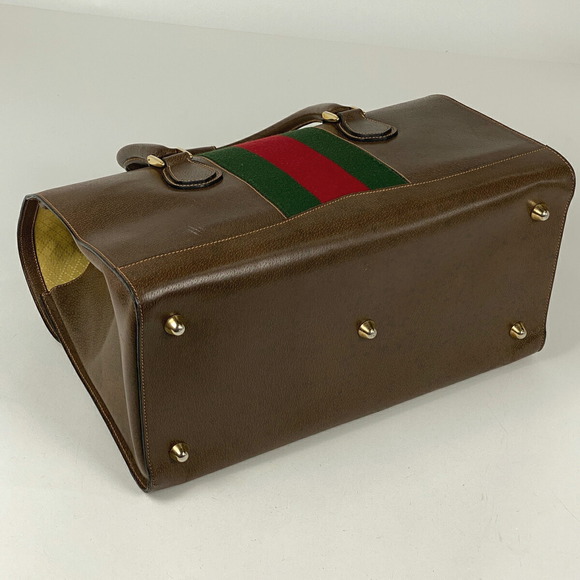 Gucci Handbags - Gucci Leather Green Brown Shelly Red Web Bag Line